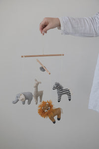 Wood & Fabric Safari Animal Mobile