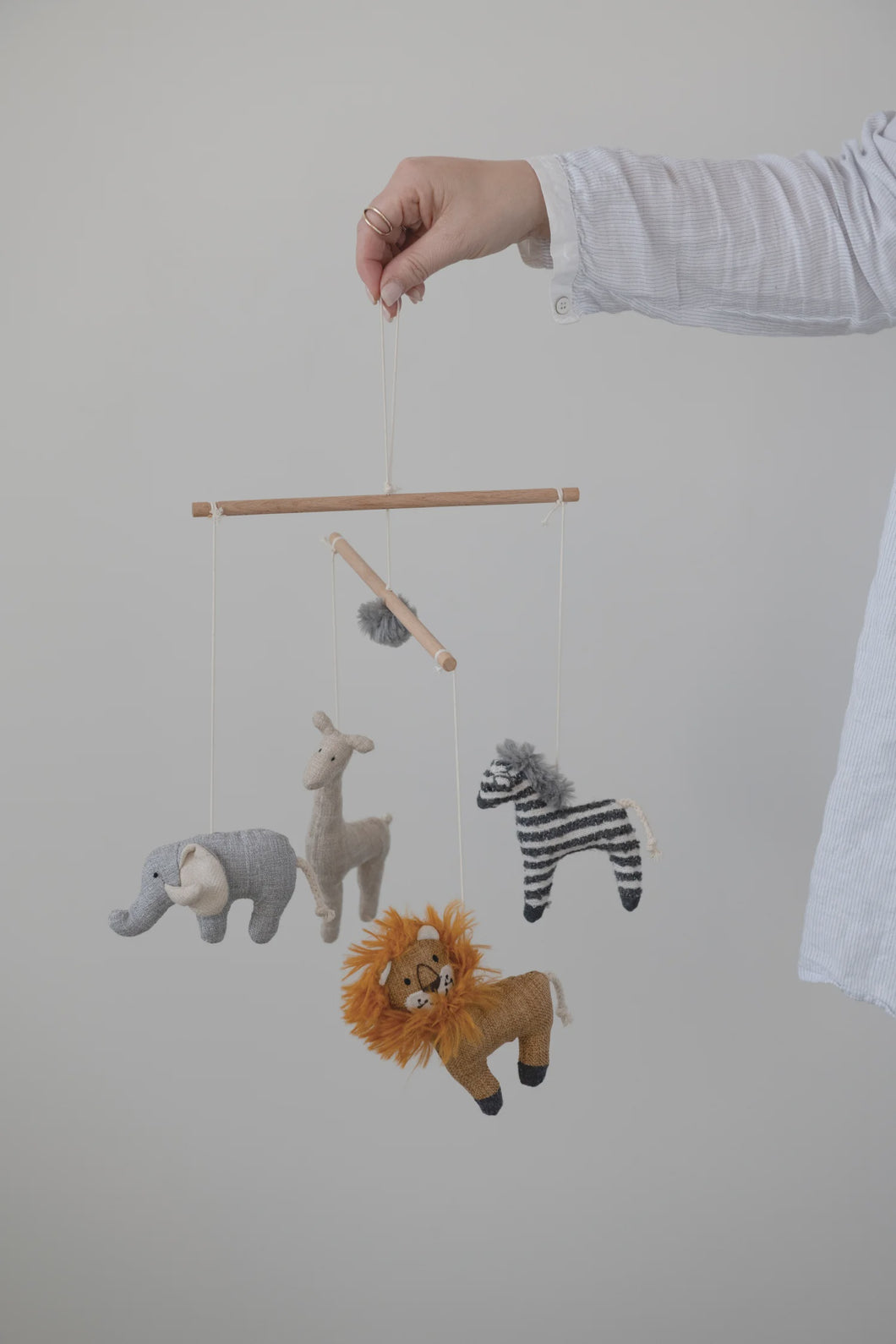 Wood & Fabric Safari Animal Mobile