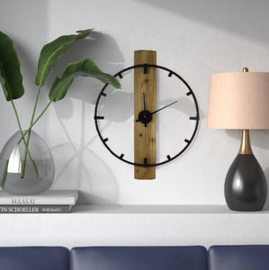 Metal Outline Clock w/Wood Back